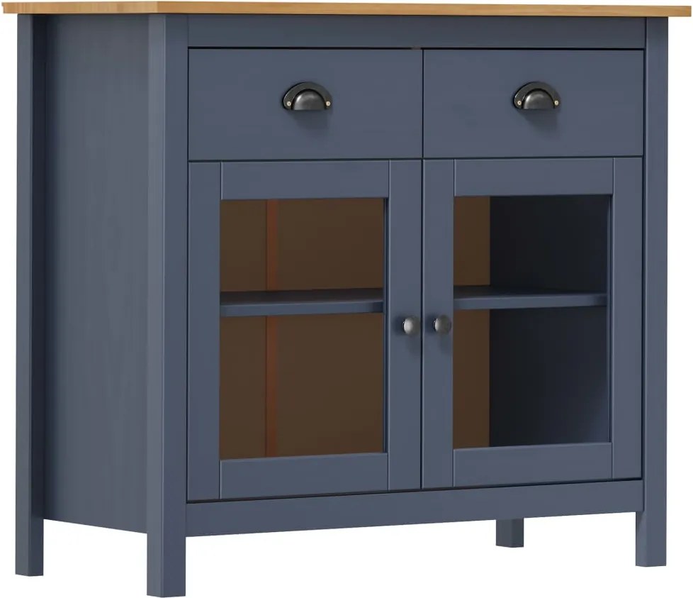 vidaXL Servantă Hill, gri, 90x40x80 cm, lemn masiv de pin