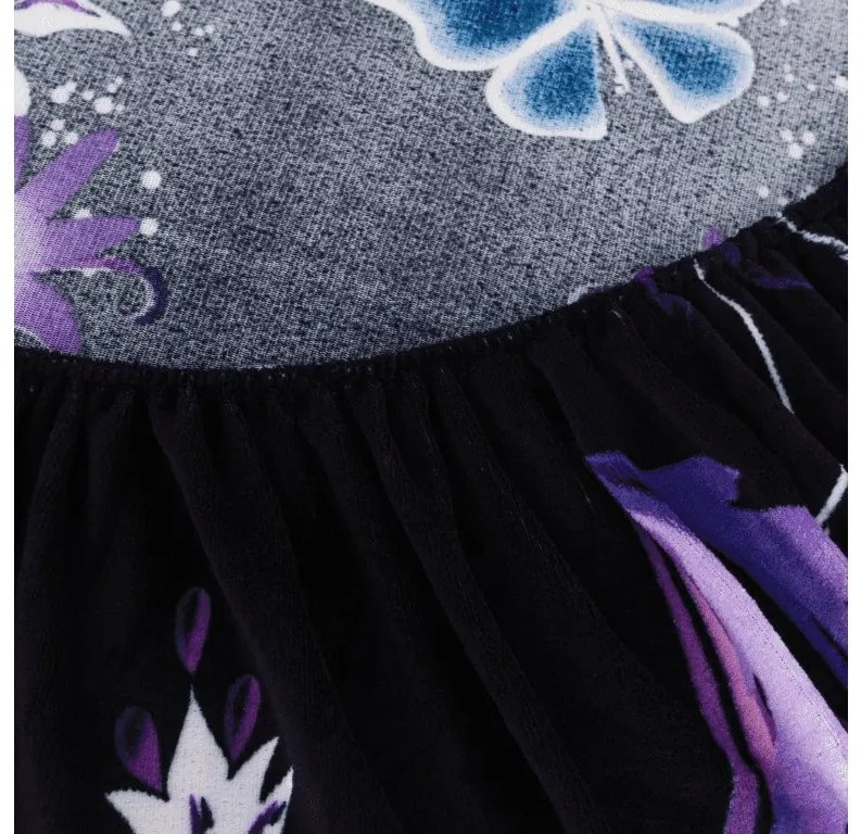 Cearsaf Cocolino microplus cu elastic VIOLET BUTTERFLY 200x200 cm albastru inchis