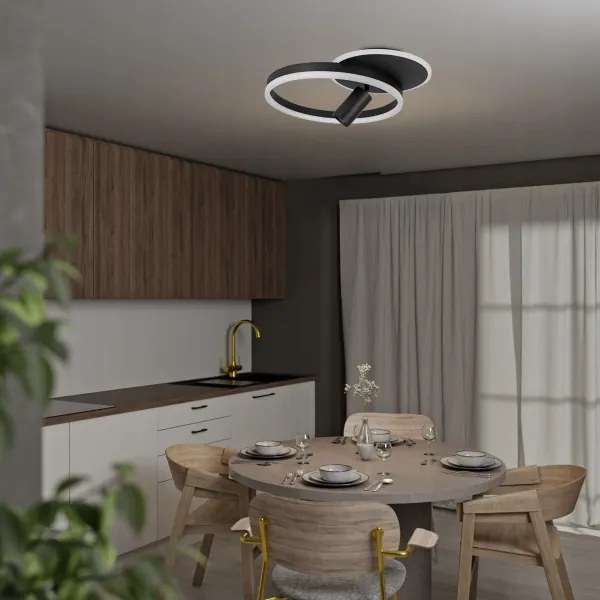 Plafonieră LED/38W/230V + 1xGU10/30W neagră