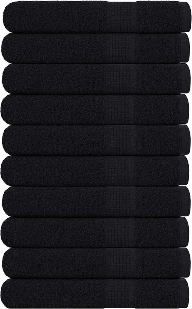 vidaXL Prosoape FROGN 10 buc., negru, 100x200 cm, 360 g/m²