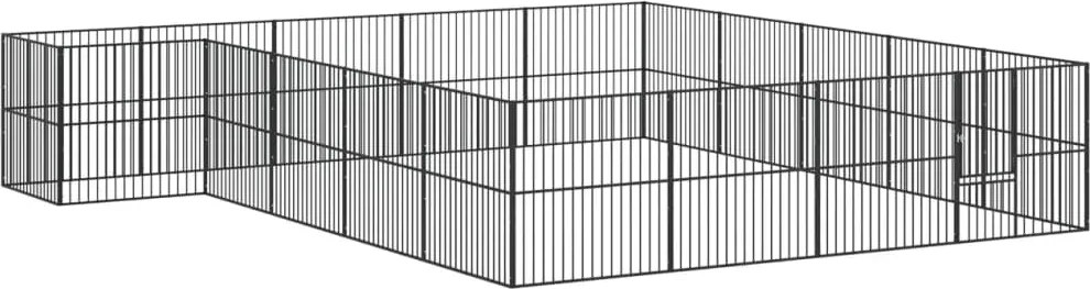 vidaXL Țarc pentru câini cu 20 panouri, negru, oțel galvanizat