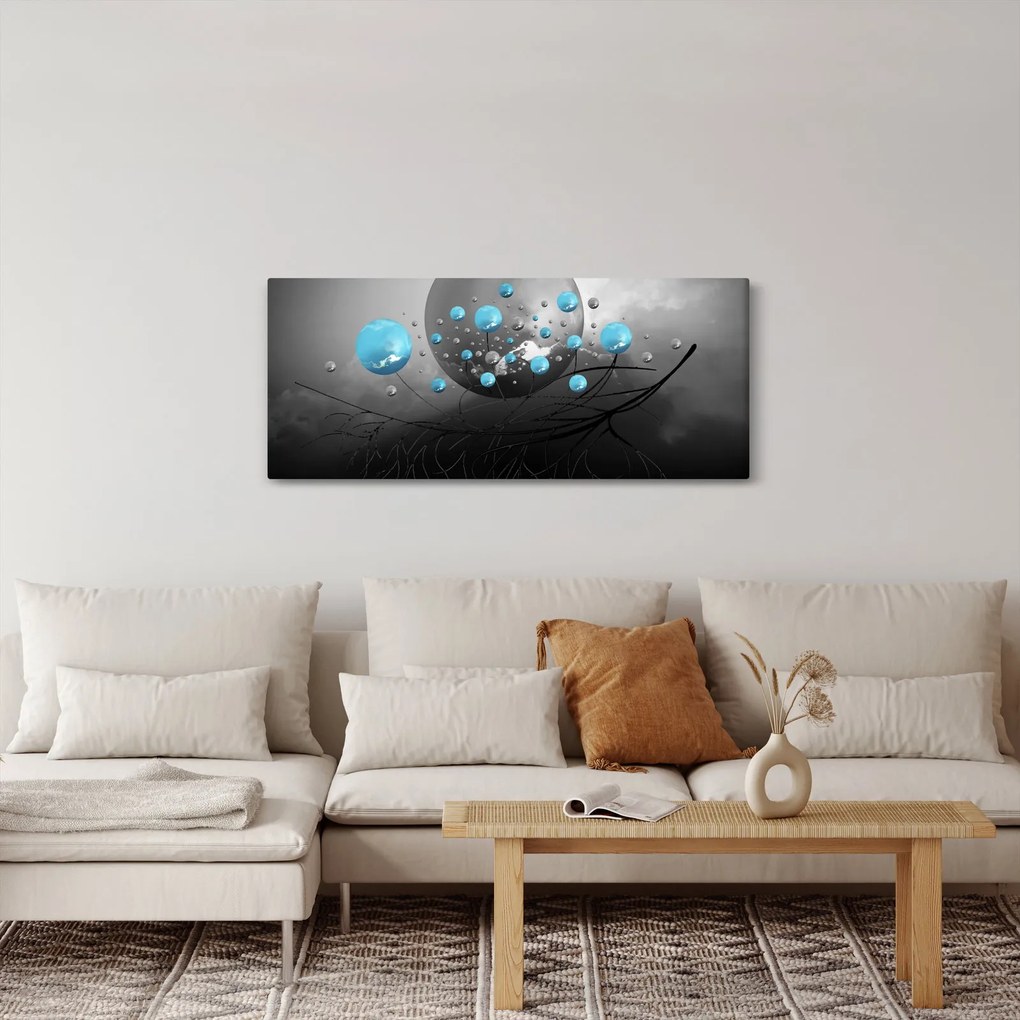 Tabloul - bile abstracte albastru deschis (120x50 cm)