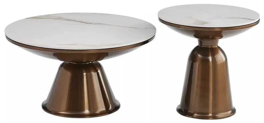 Măsuță de cafea Rovigo, marmură / bronz
