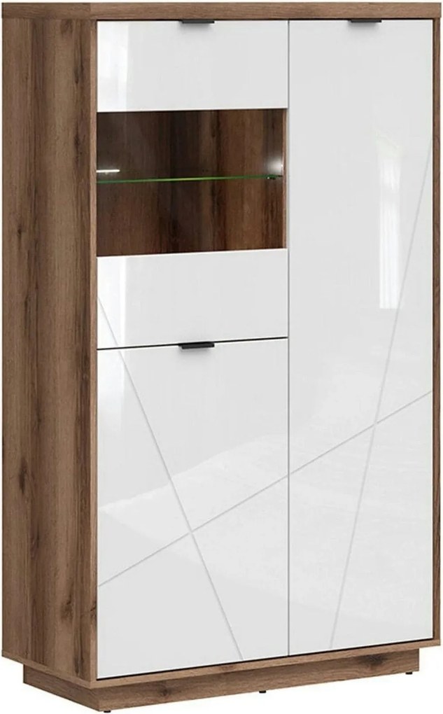 Vitrina FORN, nuc/alb lucios, PAL melaminat/sticla securizata, 94x43x1