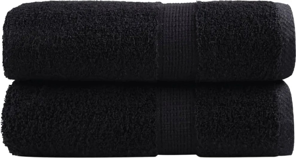 vidaXL Prosoape de baie premium SOLUND, 2 buc., negru, 30x30 cm, 600 g/m²