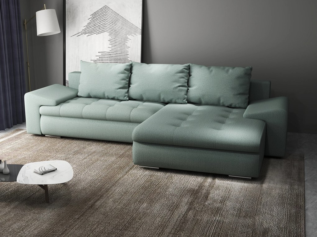 Colțar extensibil dumonde cu ladă de depozitare si sezut confortabil din spuma high-density, Leonardo Enjoy Mint 260x185 cm II