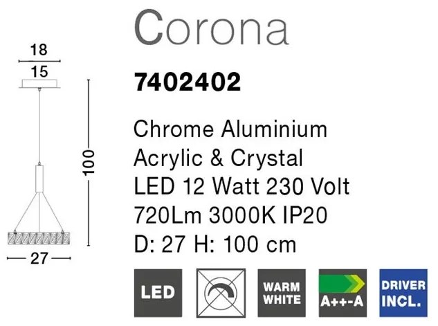 Pendul, Lustra LED design modern Corona NVL-7402402