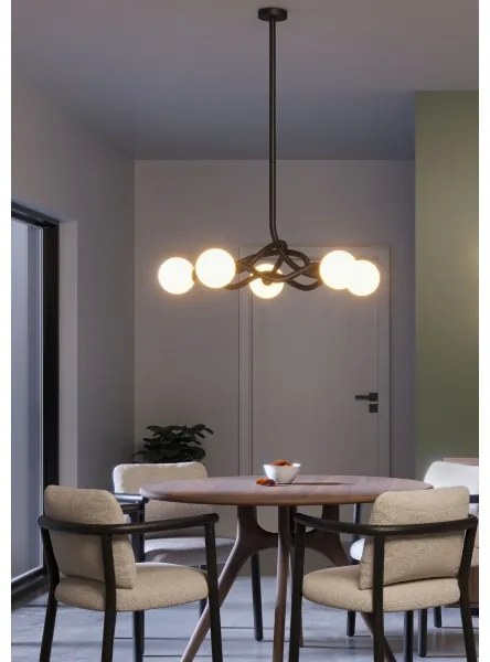 Redo 01-3259 - Lustră pe tijă CONFUSIO 5xE14/28W/230V Ø 96 cm negru