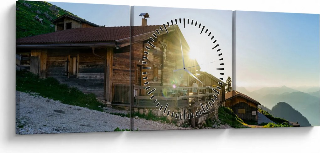 Tablou - Dimineața în Alpi Tirol (cu ceas) (90x30 cm)
