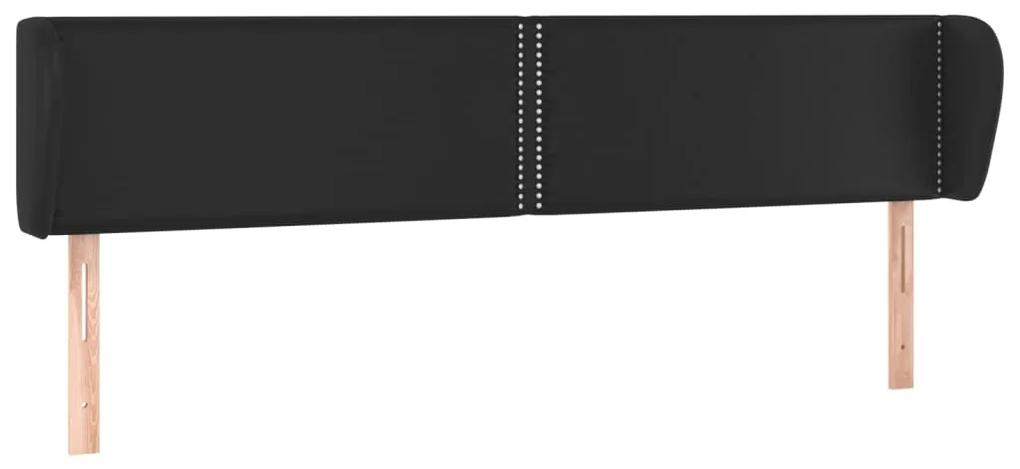 Tablie de pat cu aripioare negru 183x23x78 88cm piele ecologica 1, Negru, 183 x 23 x 78 88 cm