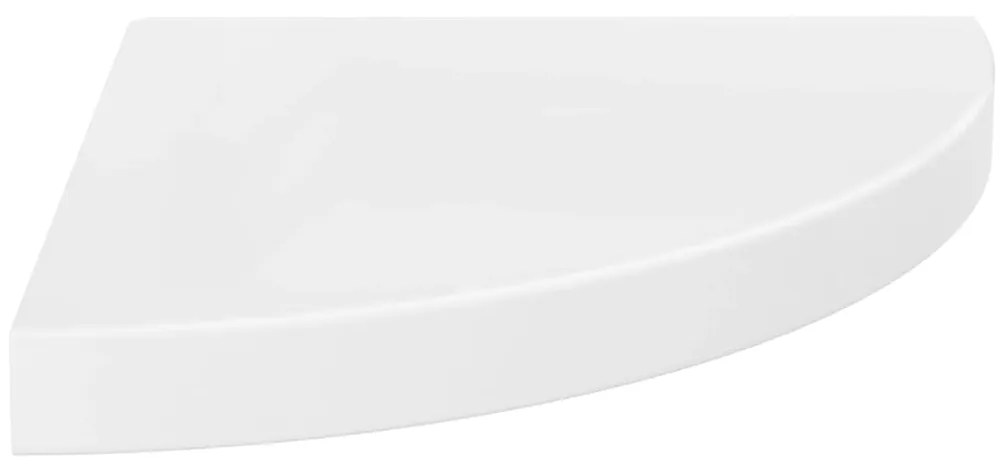 323907 vidaXL Raft colțar de perete, alb extralucios, 35x35x3,8 cm, MDF