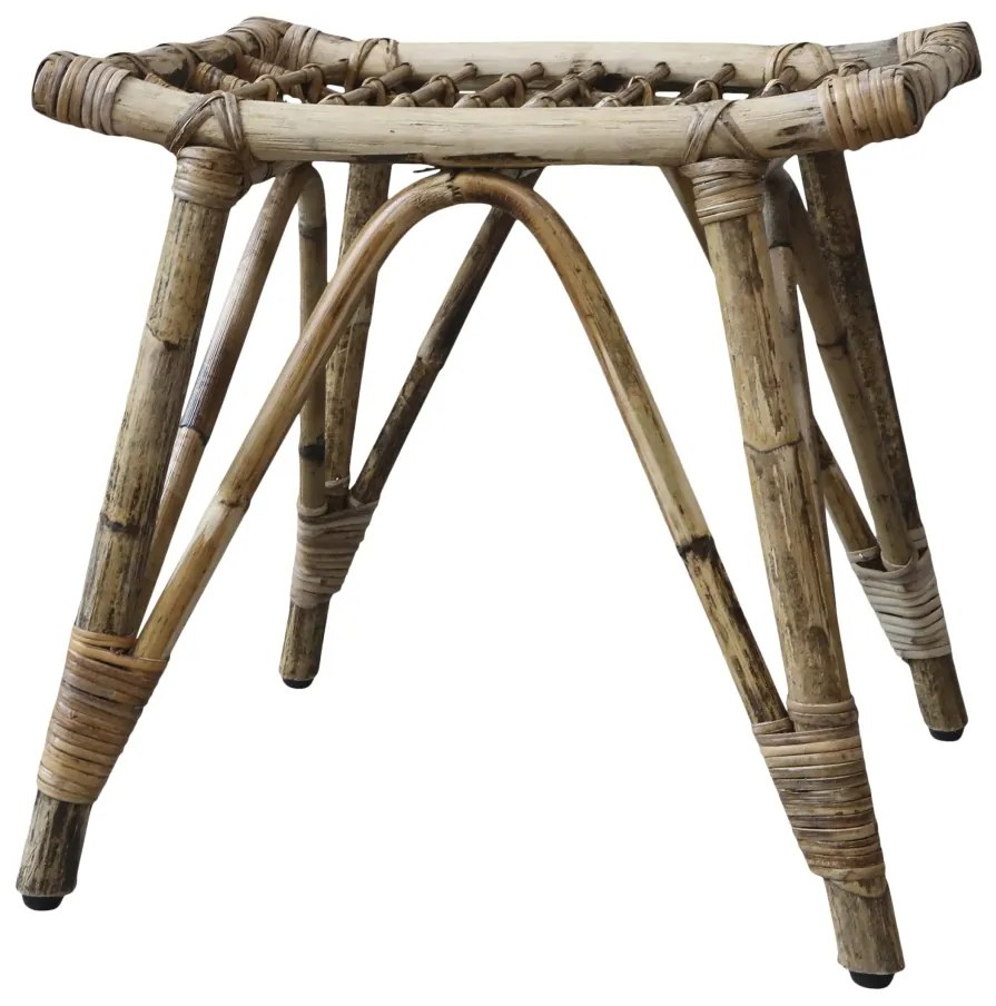 Taburet din rattan împletit, aspect natural