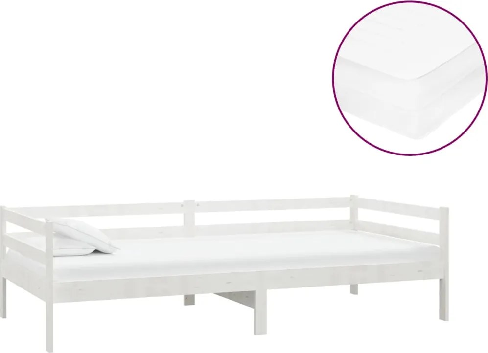 vidaXL Pat de zi cu saltea, 90x200 cm, lemn masiv de pin