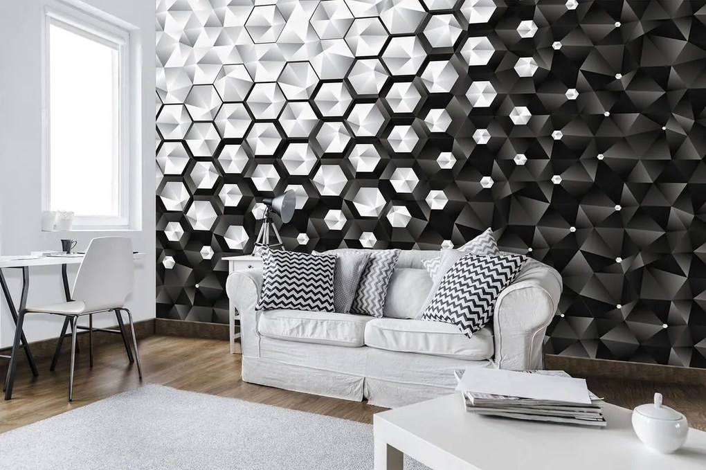 Fototapet - 3D hexagon (254x184 cm)
