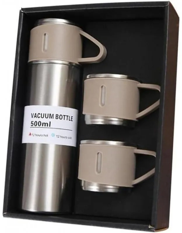 Termos 500 ml cu 3 cesti HOT&COLD, bej