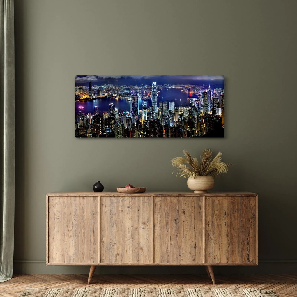 Tablou orașului nocturn (120x50 cm)