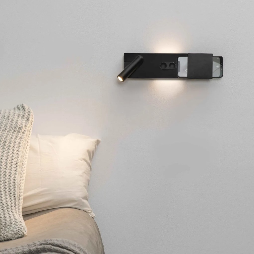 Aplica ambientala cu reader LED design ultra-modern MAGOS negru 20330