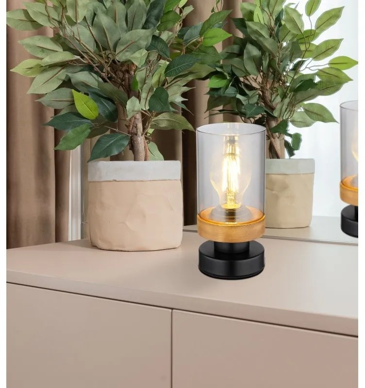 Veioza, lampa de podea design modern FINCA negru mat, maro inchis