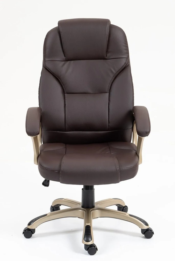 DESMOND Scaun directorial, recliner, pivotant, inaltime reglabila, rezistent 150 kg, piele PU, Maro Inchis
