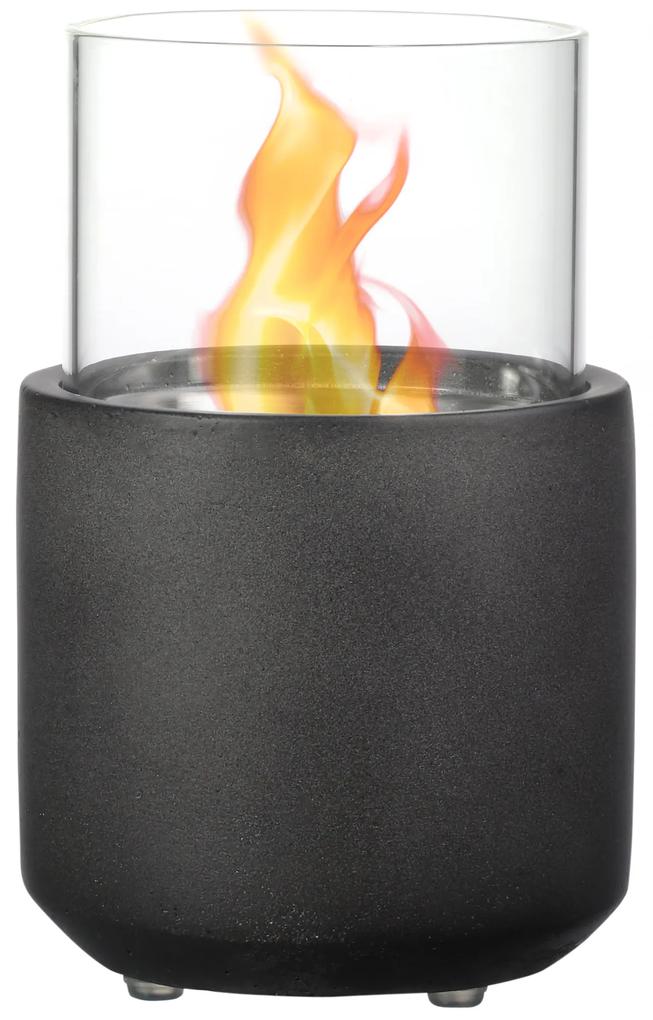 HOMCOM Semineu de masa, mini bol de foc din beton cu etanol cu capac, gri inchis | AOSOM RO