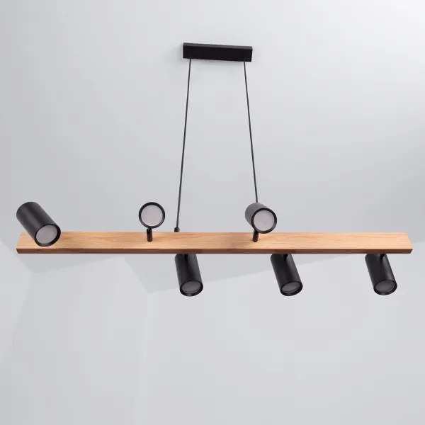 Brilagi - Candelabru LED RGBW reglabil, suspendat pe cablu SELE 6xGU10/6,5W/230V negru/stejar