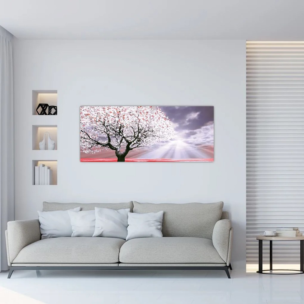 Tablou cu pomul roșu (120x50 cm)