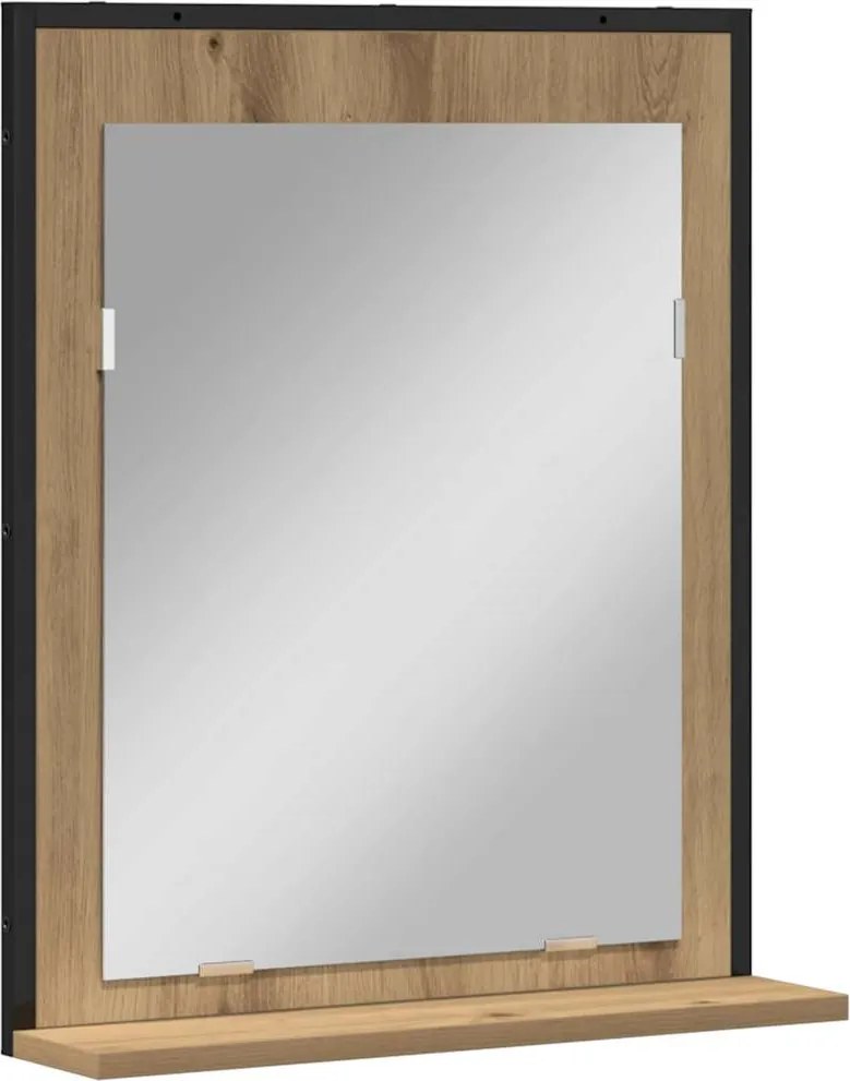 vidaXL Oglindă cu raft Pe perete stejar artizanal 50 x 12 x 60 cm