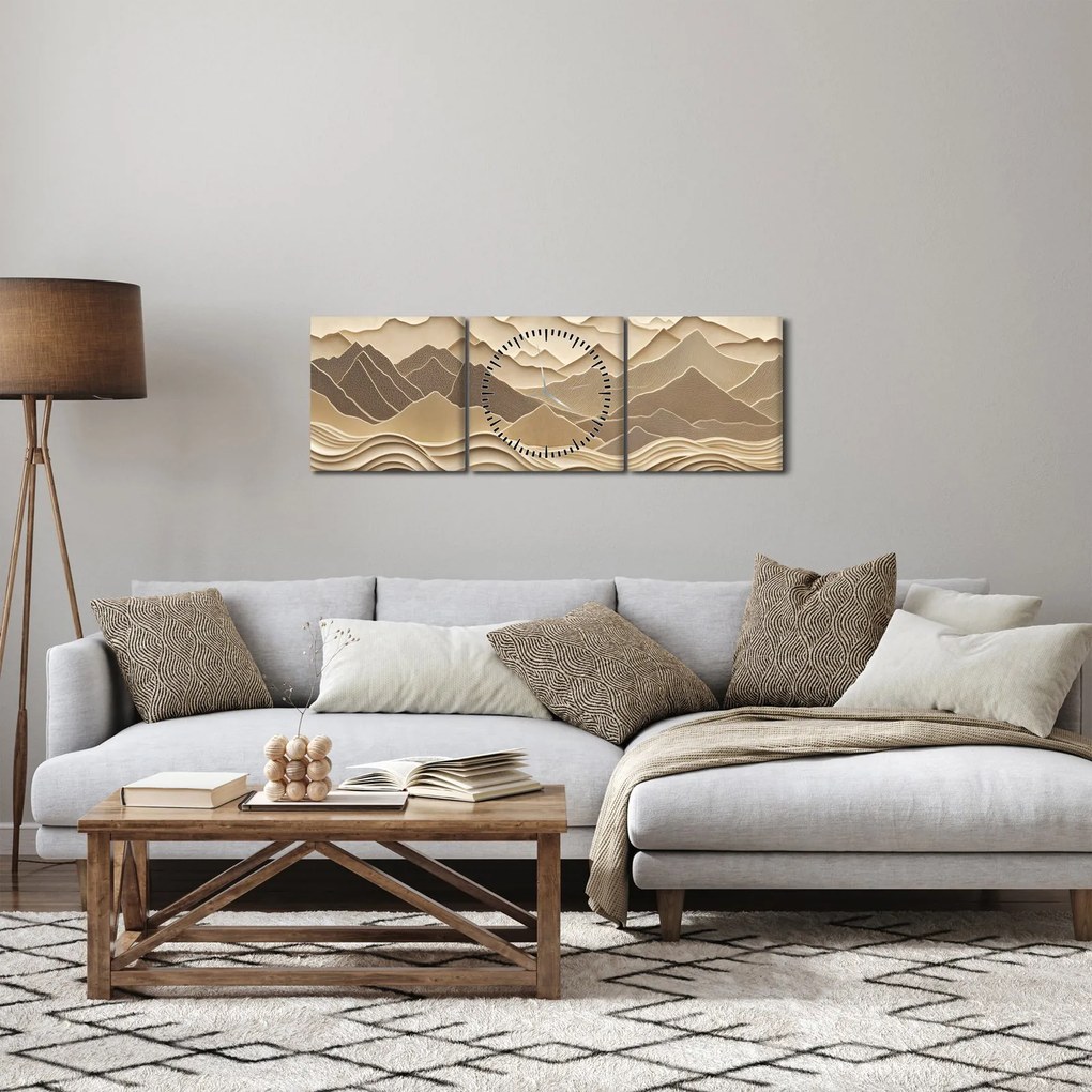 Tablou - Linii Montane 3D (cu ceas) (90x30 cm)