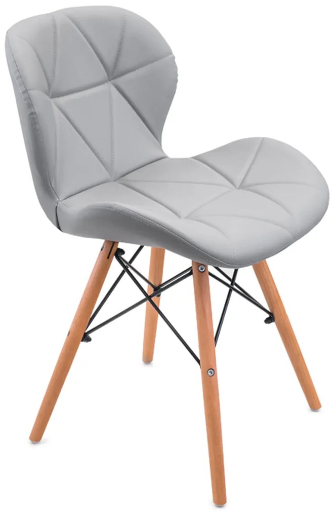 Scaune de sufragerie 4buc din piele, Light Grey
