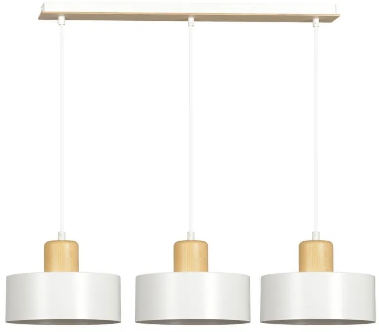 Lustra cu Pendule moderna design scandinav TORIN 3 alb/lemn