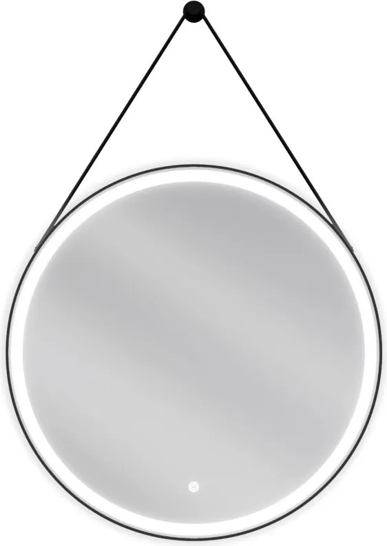 Mexen Reni oglindă de baie iluminată, rotundă 70 cm, LED 6000K, anti-aburire, ramă neagră - 9812-070-070-611-70