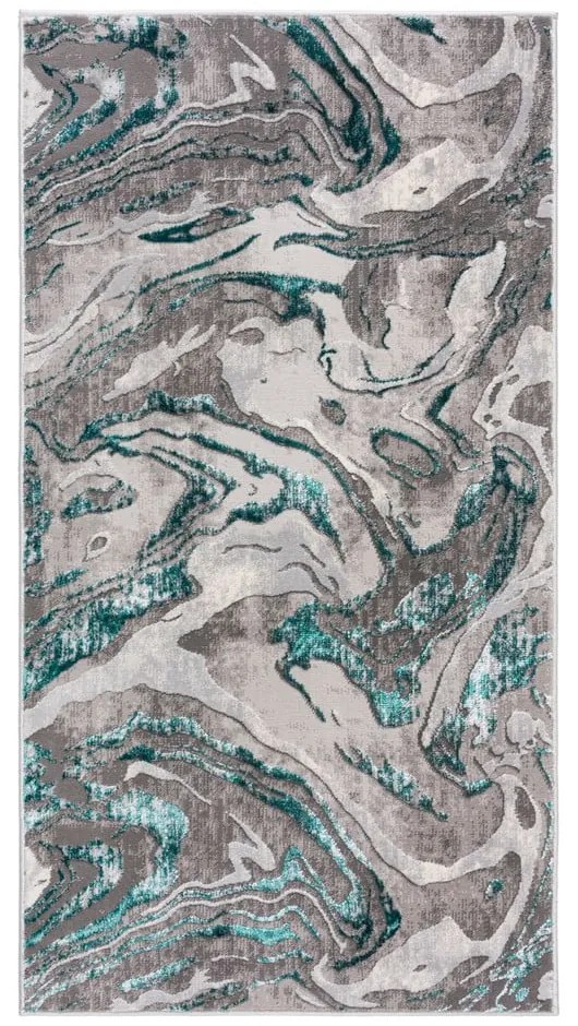 Covor gri/turcoaz 80x150 cm Marbled – Flair Rugs