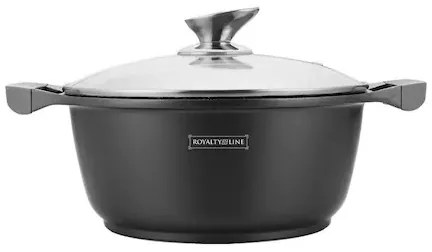 Oală marmorată antiaderentă 20 cm cu capac, 2.5L – Royalty Line BS20M, cu sticlă termorezistentă
