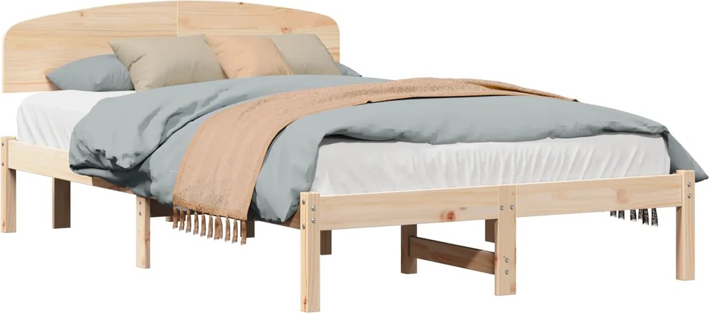 vidaXL Cadru de pat natural 120 x 190 cm Lemn de pin masiv