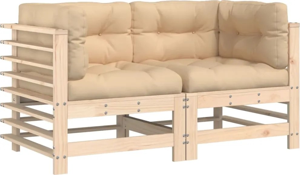 vidaXL Canapele colțar cu perne, 2 buc., lemn masiv de pin