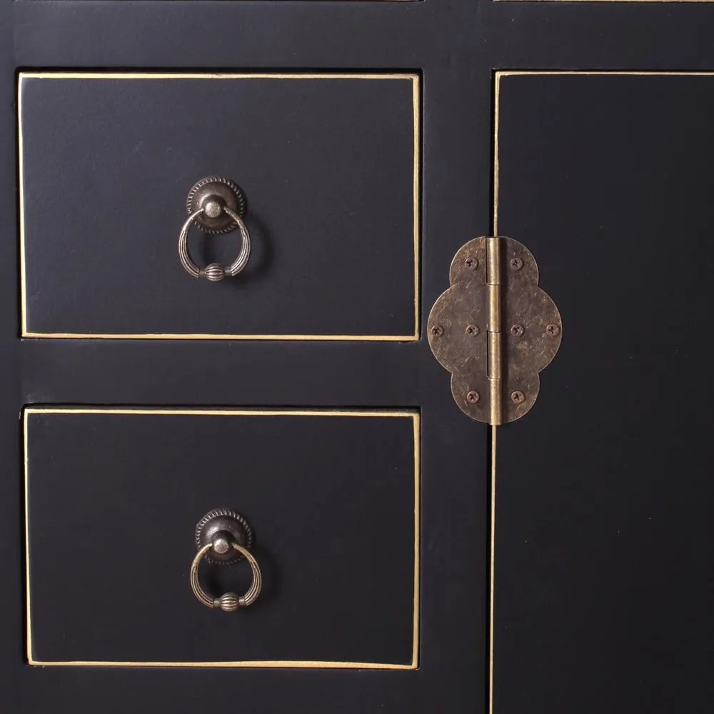 Comodă neagră înaltă 73x90 cm Oriente – Ixia