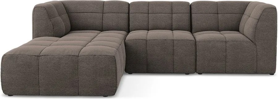 Colțar maro cu tapițerie din țesătură bouclé (cu colț pe partea stângă/cu șezlong) Aloha – Makamii