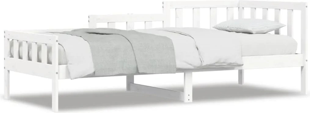 vidaXL Pat de zi fără saltea, alb, 80x200 cm, lemn masiv pin