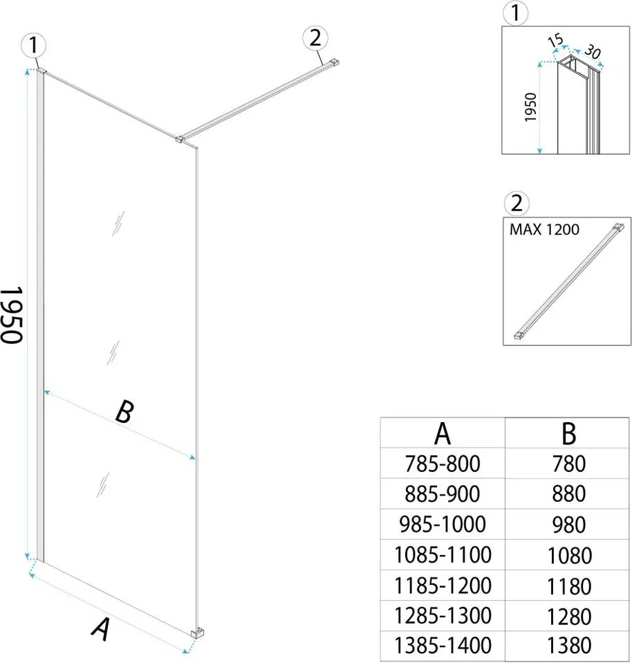 Paravan de dus Rea Flexi 70 cm crom