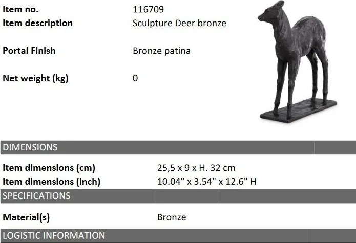 Statueta decorativa din bronz Deer