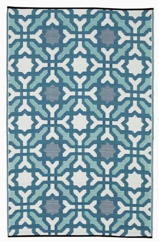 Covor reversibil pentru exterior din plastic reciclat Fab Hab Seville, 150 x 240 cm, albastru - gri
