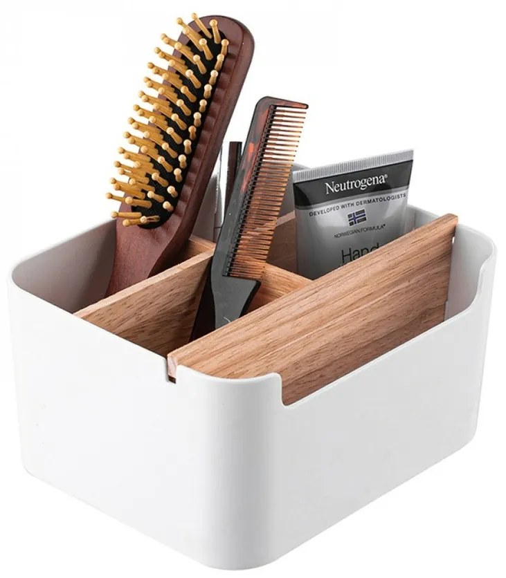 Organizator din plastic Altom Bamboo, 18 x 14,5 x 9,5 cm