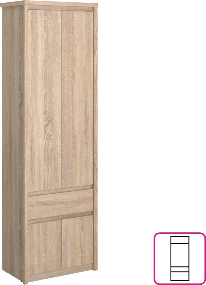 Dulap pentru umeraşe 4D1S/70, stejar sonoma, NORTY TYP 22