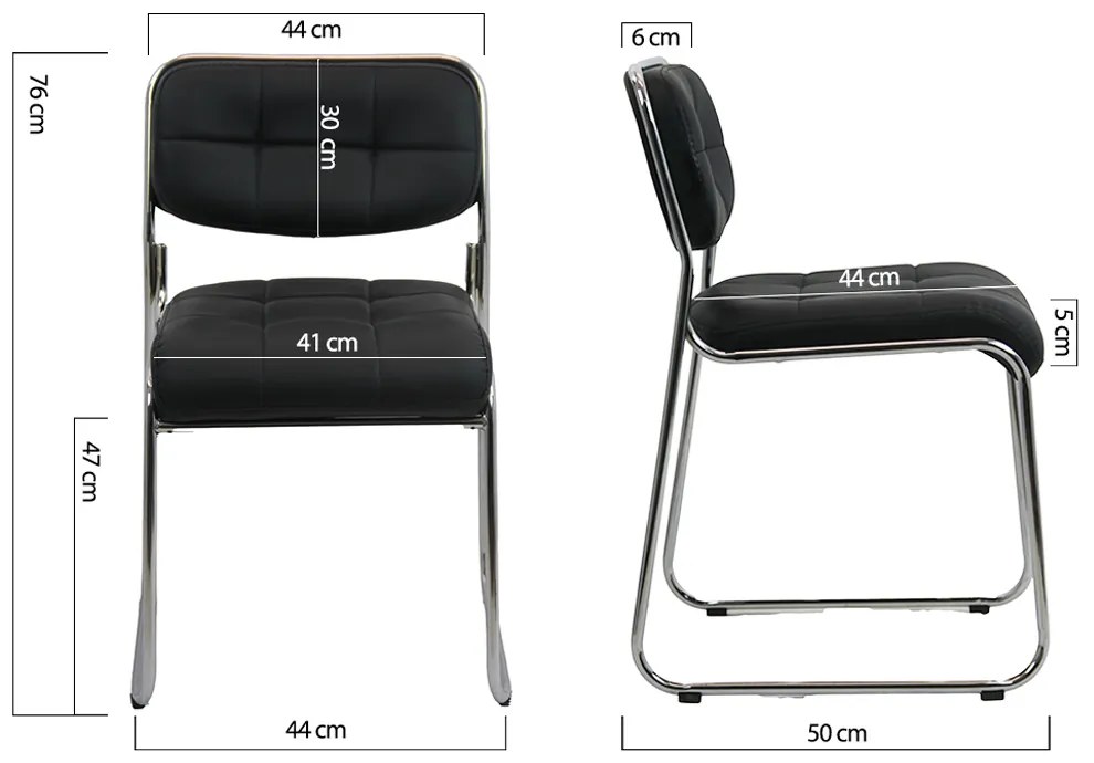 Scaun de așteptare negru HRC 608 din piele ecologică și stivuibil