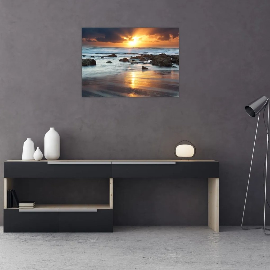 Tablou pe sticlă - Marea scăldată de soare (70x50 cm)