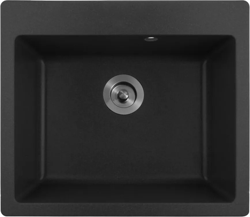 Chiuveta compozit Inter Ceramic finisaj granit negru 57x50 cm