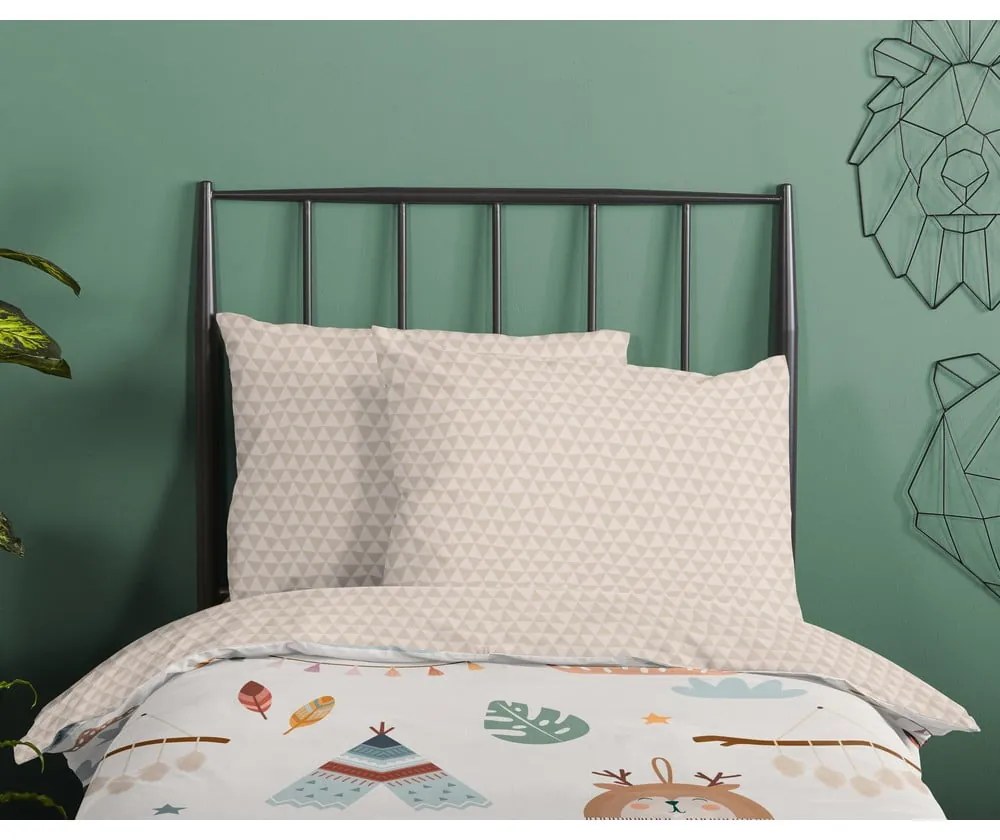 Lenjerie de pat pentru copii bej din bumbac pentru pătuț 100x135 cm Remi – Good Morning