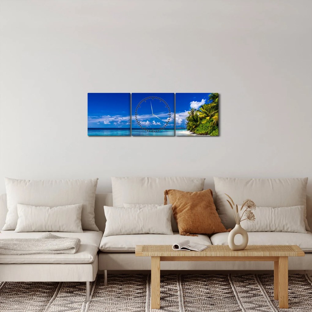 Tablou - Plaja tropicală (cu ceas) (90x30 cm)