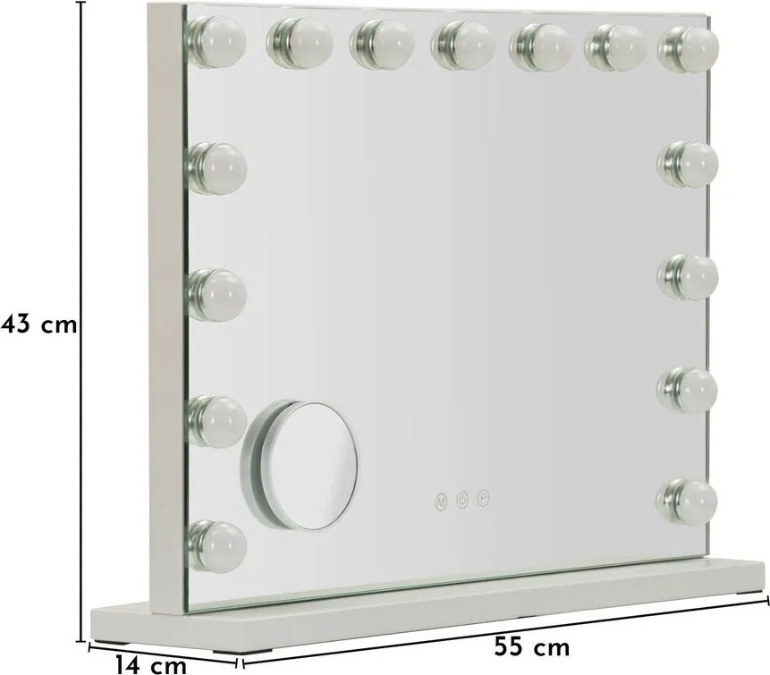 Oglindă de perete cu led/cu raft 55x43 cm Hollywood – Mauro Ferretti