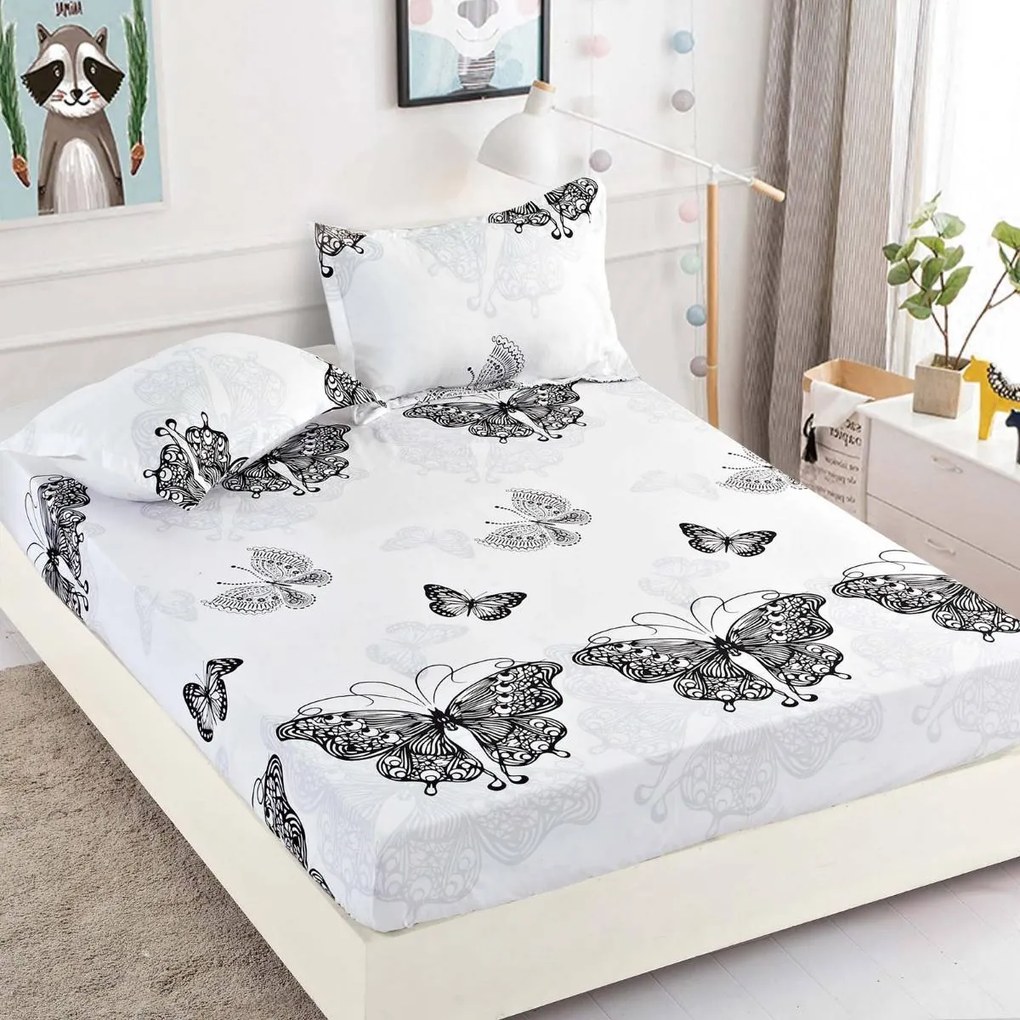 Lenjerie de pat 3 cu elastic 100% bumbac - a729 de la Onesleep